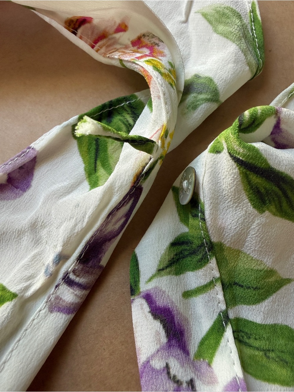 Amour‎ Vert Silk Floral Midi Dress Women's Large White Romantic Ruffle Sleeve - Picture 10 of 14